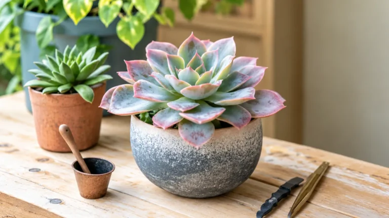 Potted succulent houseplants for indoor plant care